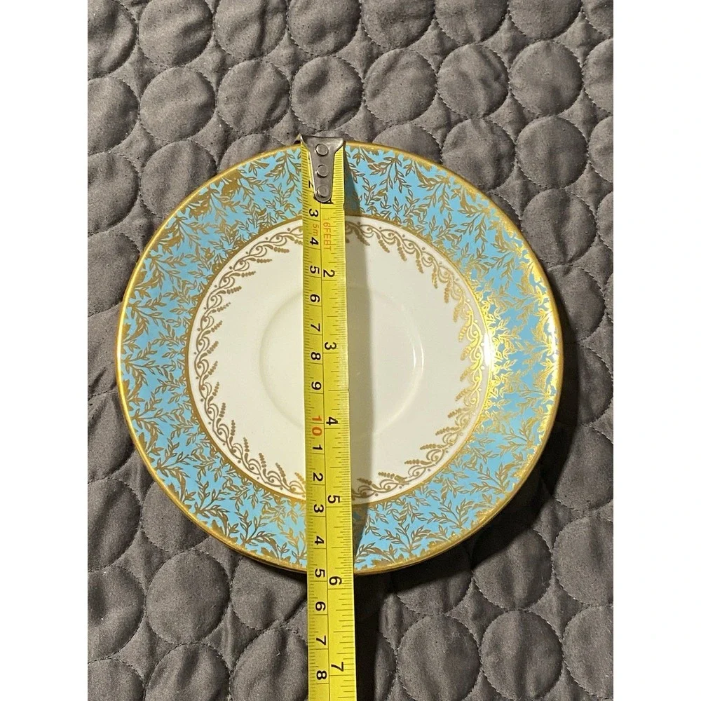 Rare Aynsley 2917 Light Blue Gold Scrolls Violets Tea Cup/Saucer Set Bone China
